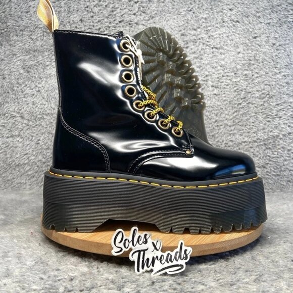 Dr. Martens Vegan Jadon Max Platform Zip Ankle Boots Size 9 Women Black - Picture 1 of 8